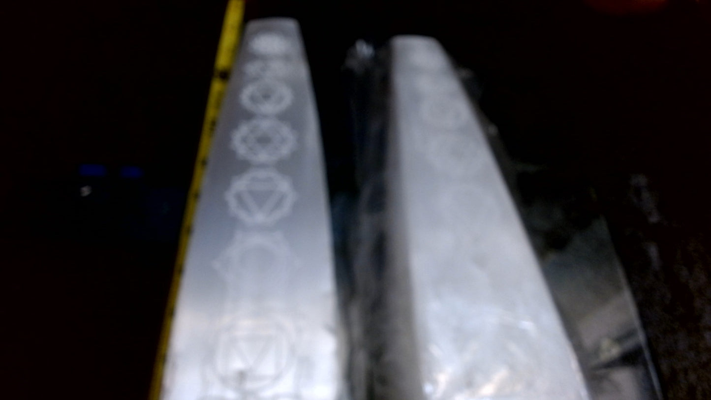 Selenite Obelisk W/Chakra Engravings